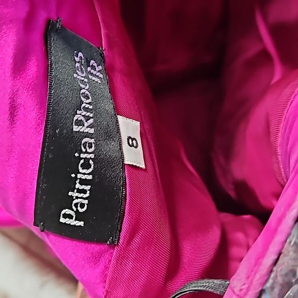 PATRICIA RHODES Sleeveless Silk Magenta and multi colored sequins dress Size 8 - Picture 12 of 16